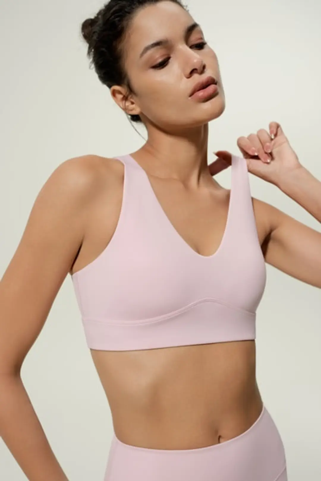 Soutien-gorge de Sport Soutien Moyen Décolleté Rond | Mélange Soie Respirant