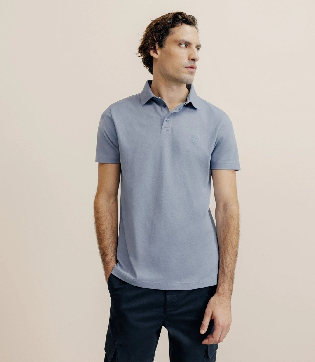 IZAC - Polo piqué bleu gris