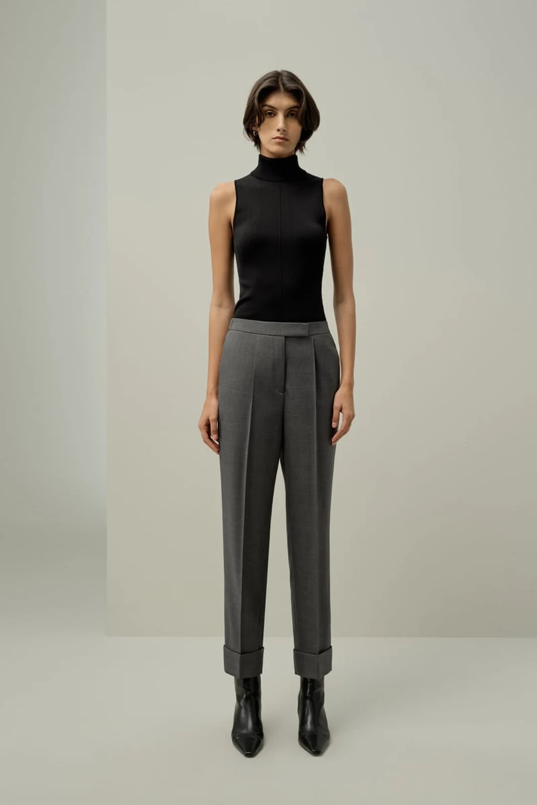 LILYSILK Femme Pantalon Tailleur en Soie et Laine Élégant avec Plis Devant Noir 36