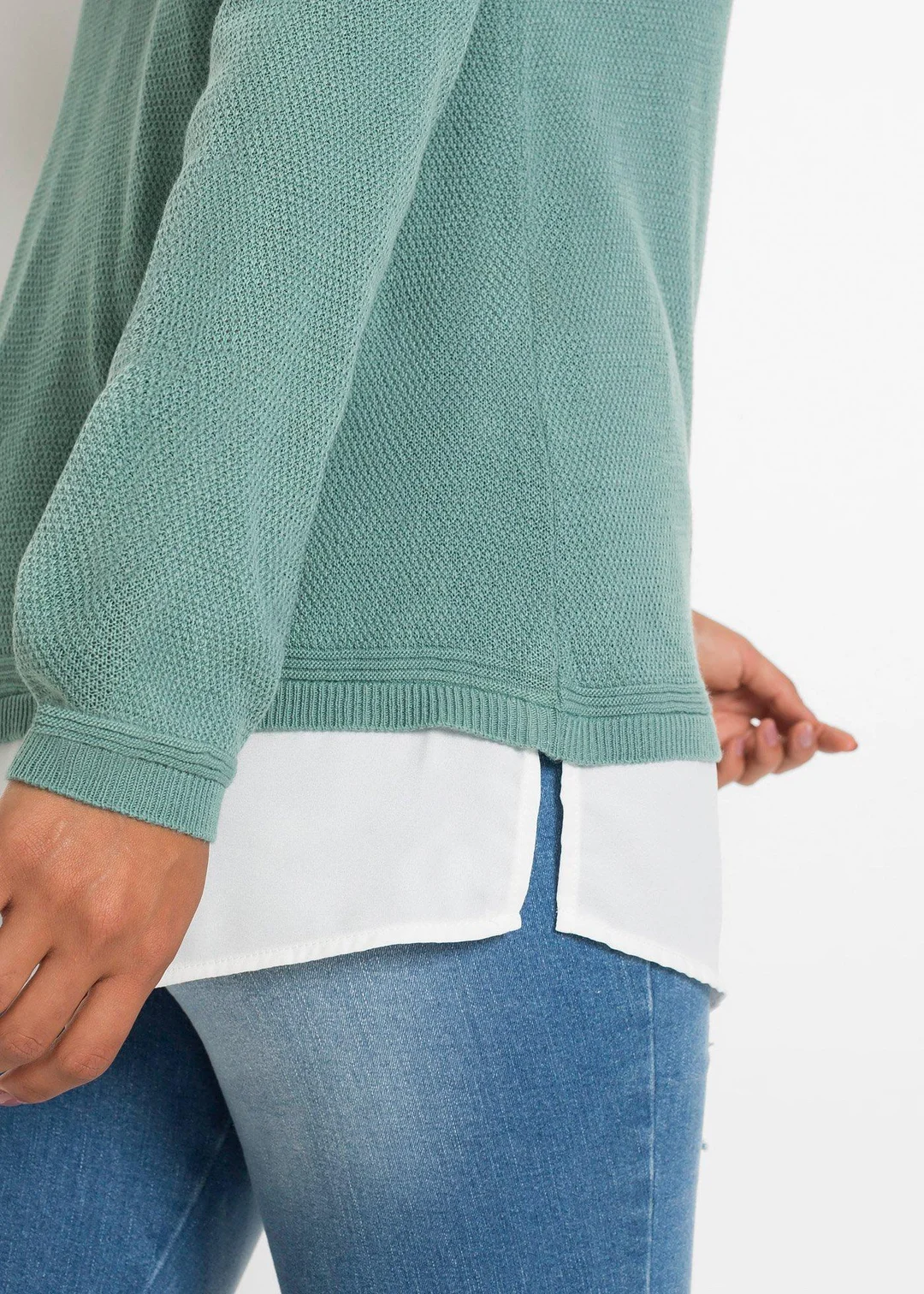 Pull en fine maille avec empiècement chemisier - 3