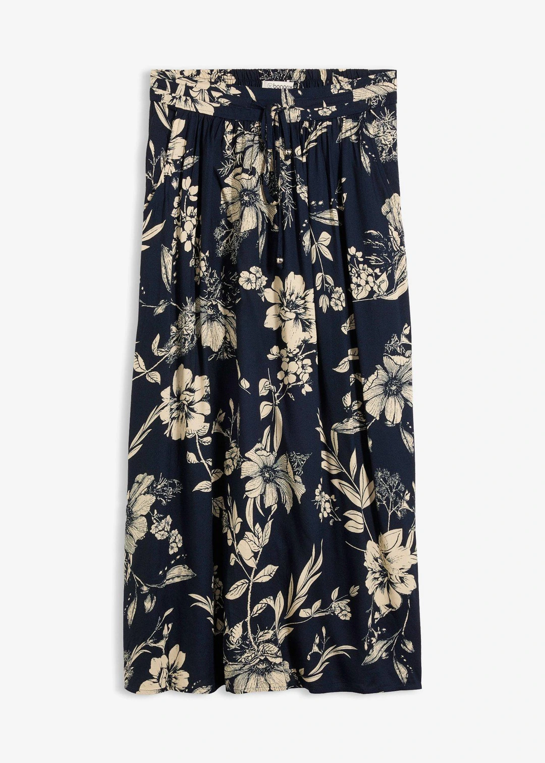 Jupe longue en viscose avec taille élastique et lien à nouer