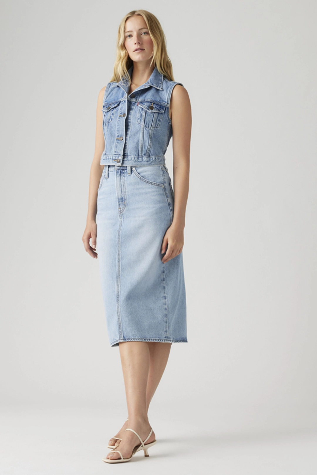 Levi's Jupe Fendue Taille Haute - Femme - Bleu / Riveting Clean Hem - 32