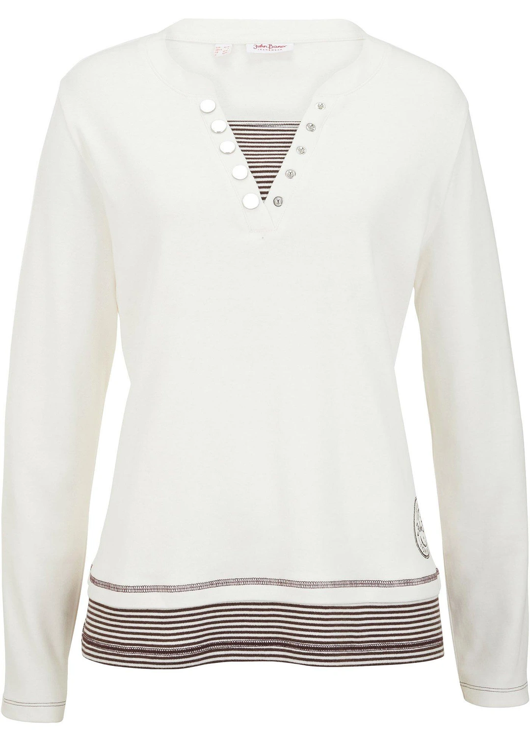 T-shirt coton manches longues style 2en1