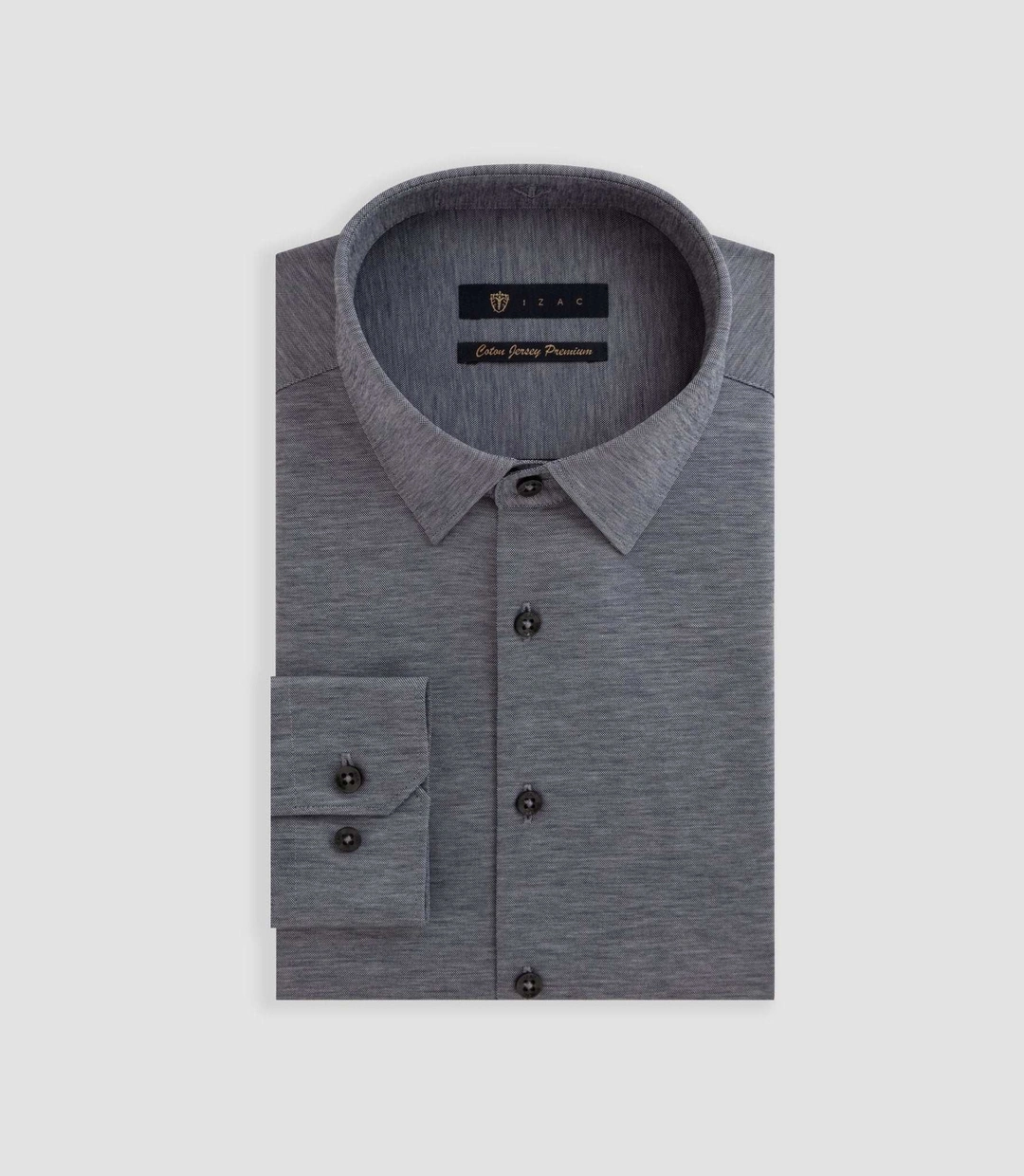 IZAC - Chemise en jersey de coton anthracite chiné PYLAN