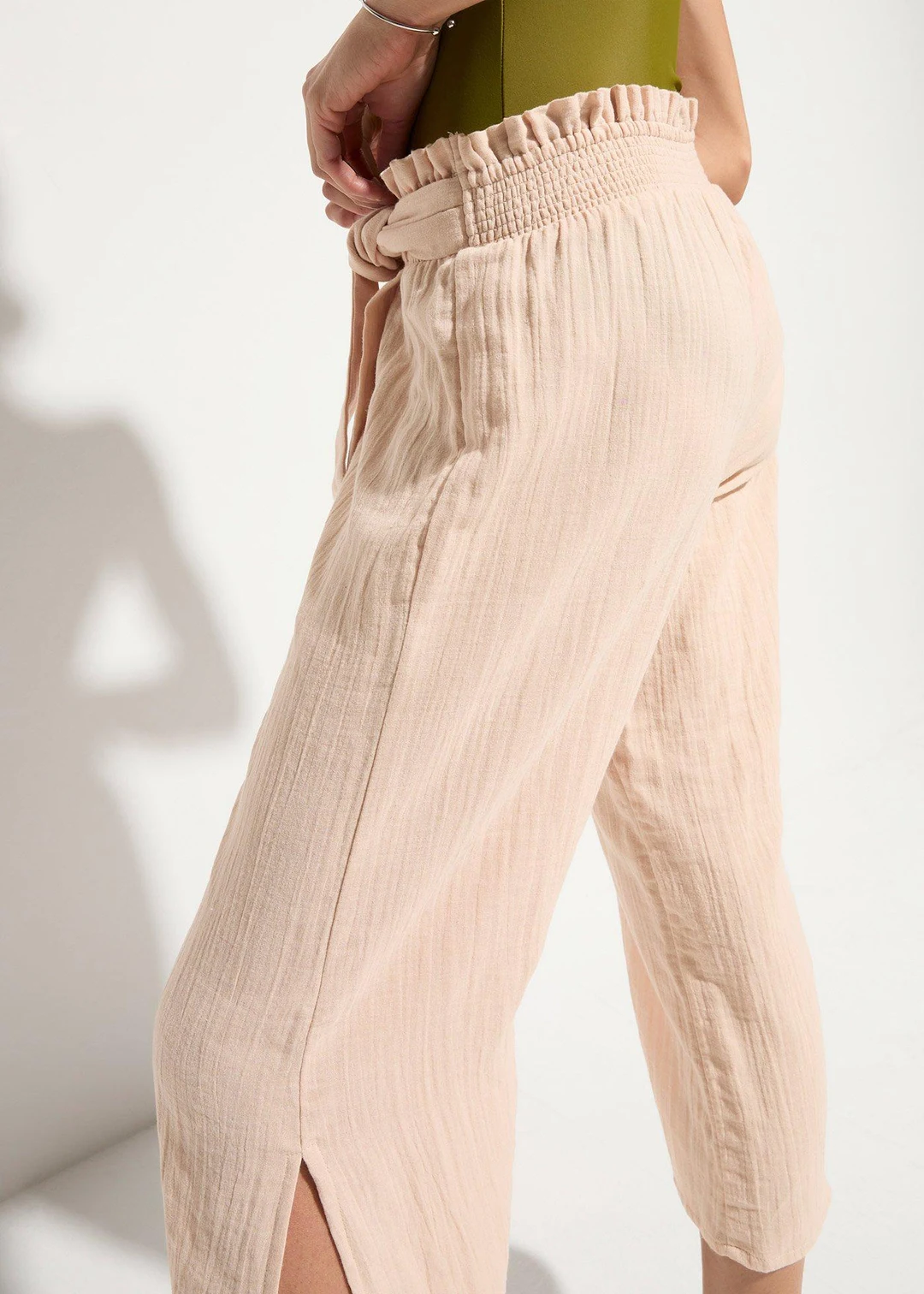 Pantalon de plage en gaze de coton, longueur 3/4 - 3