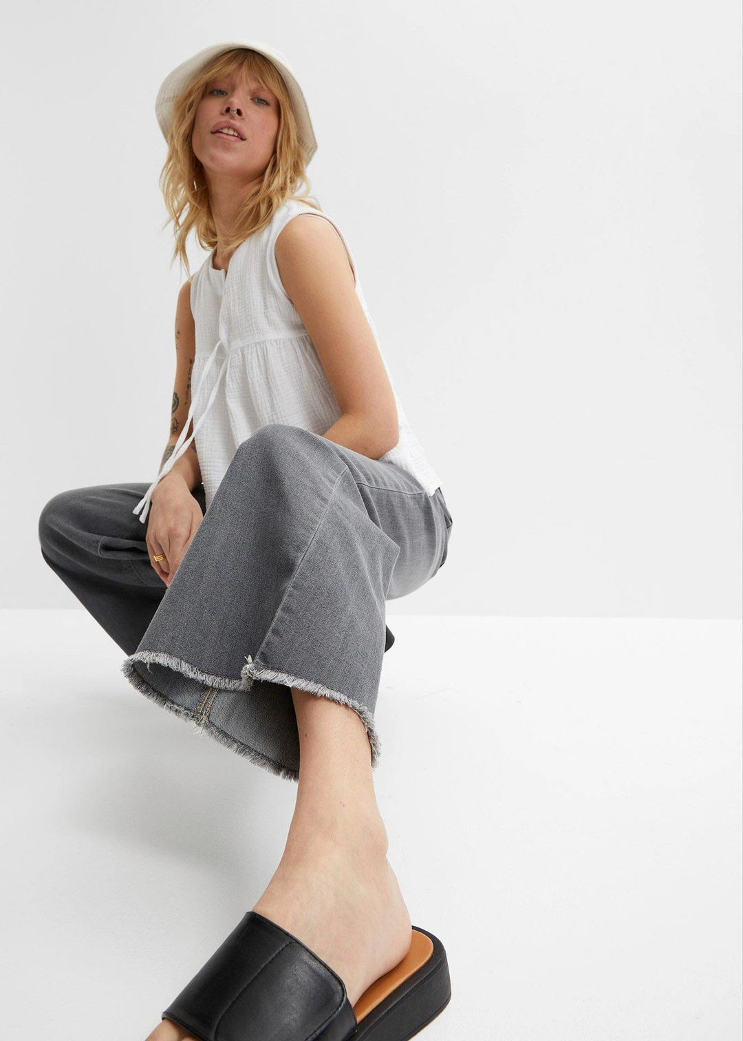 Jean large 7/8 extensible - 3