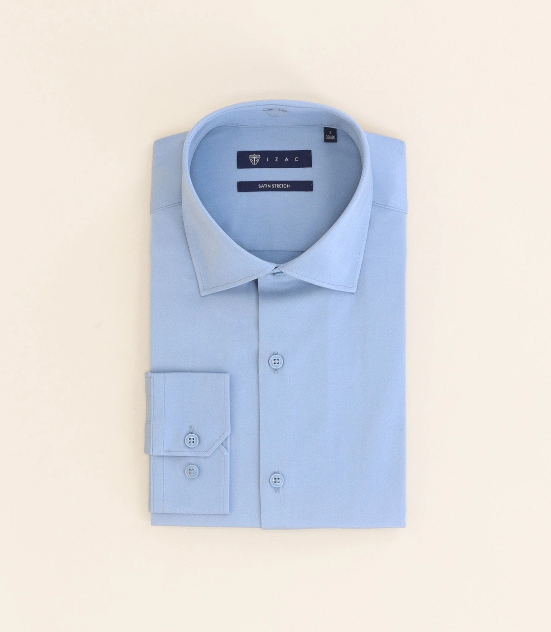 IZAC - Chemise ville en satin de coton indigo