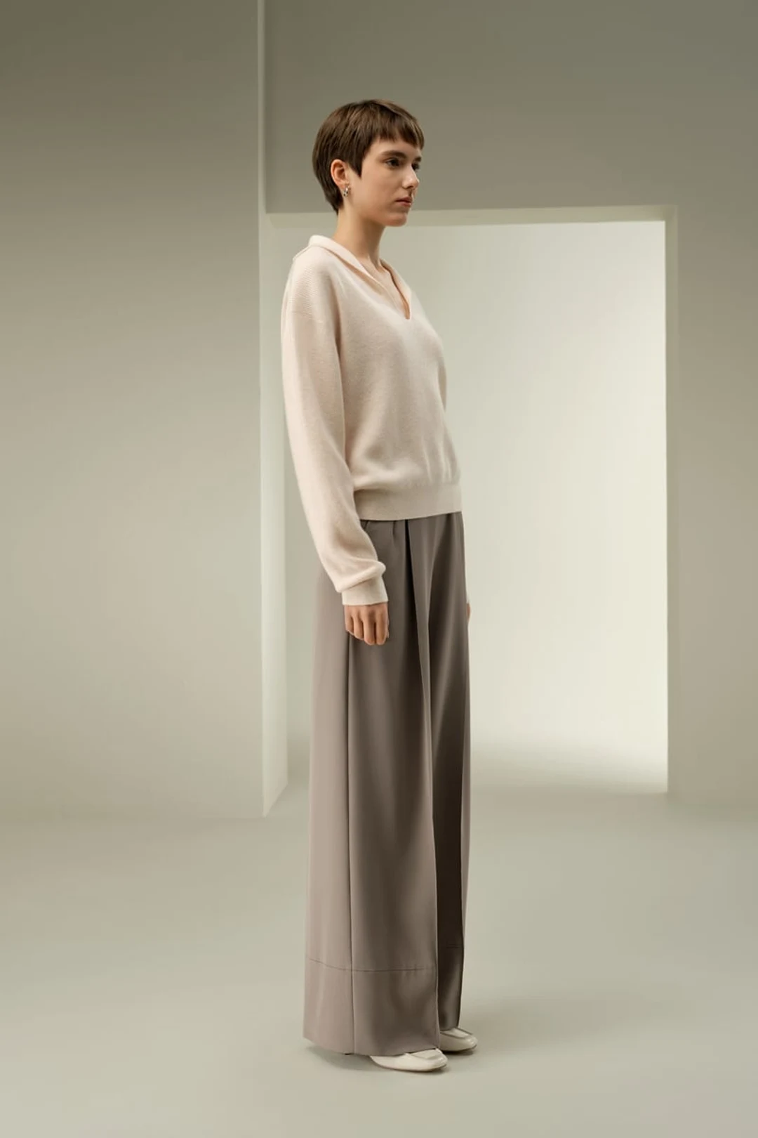 LILYSILK Polo Côtelé Cachemire Femme Tonnerre M - Doux, Léger, Respirant, Col V