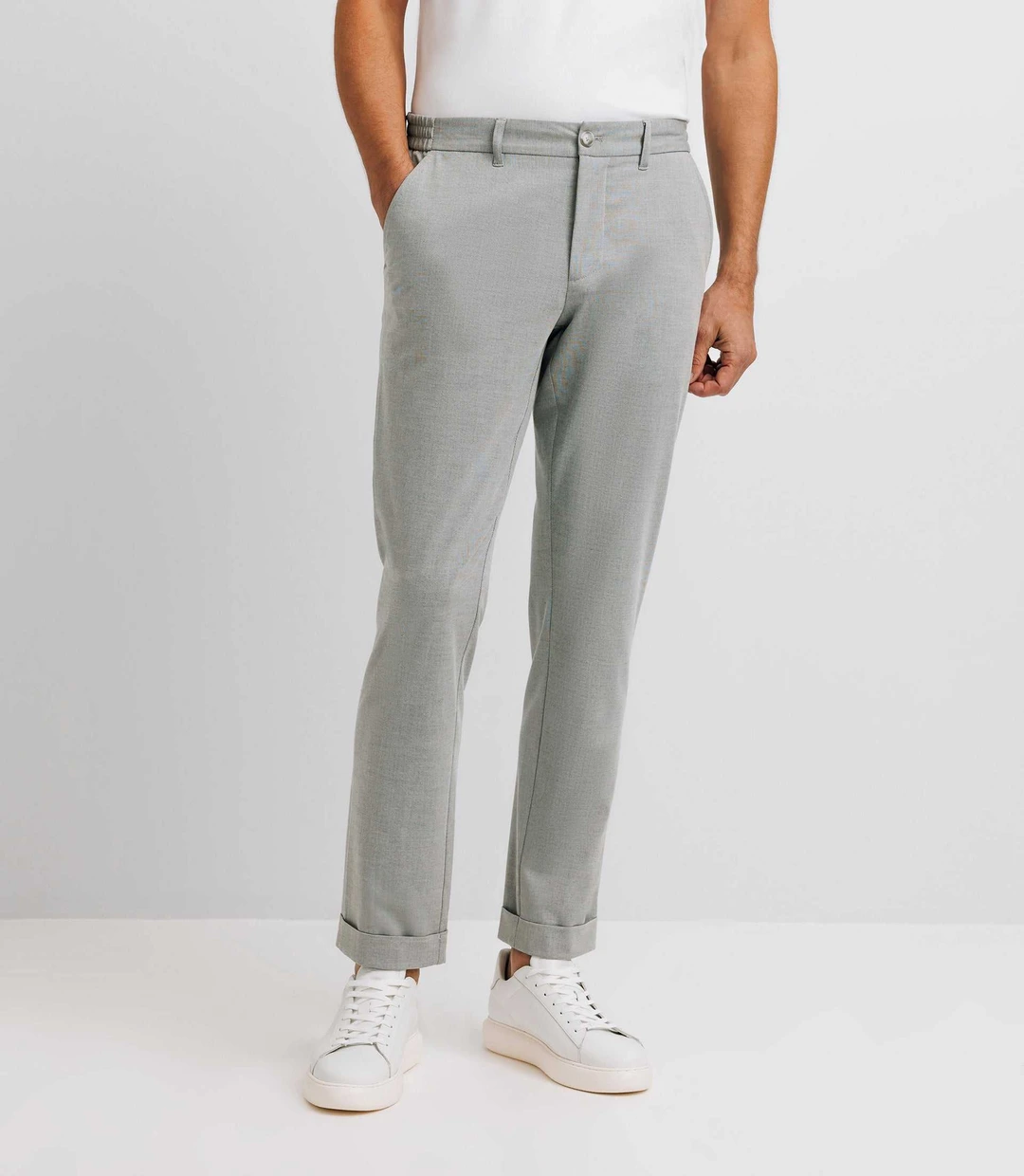IZAC - Pantalon chino taille élastique gris