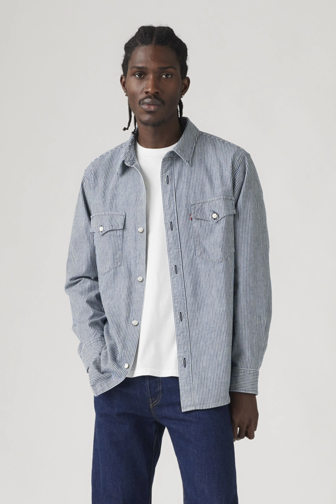 Levi's Chemise Western Relaxed - Homme - Bleu / Grand Dark Railroad Stripe - 2XL - 2