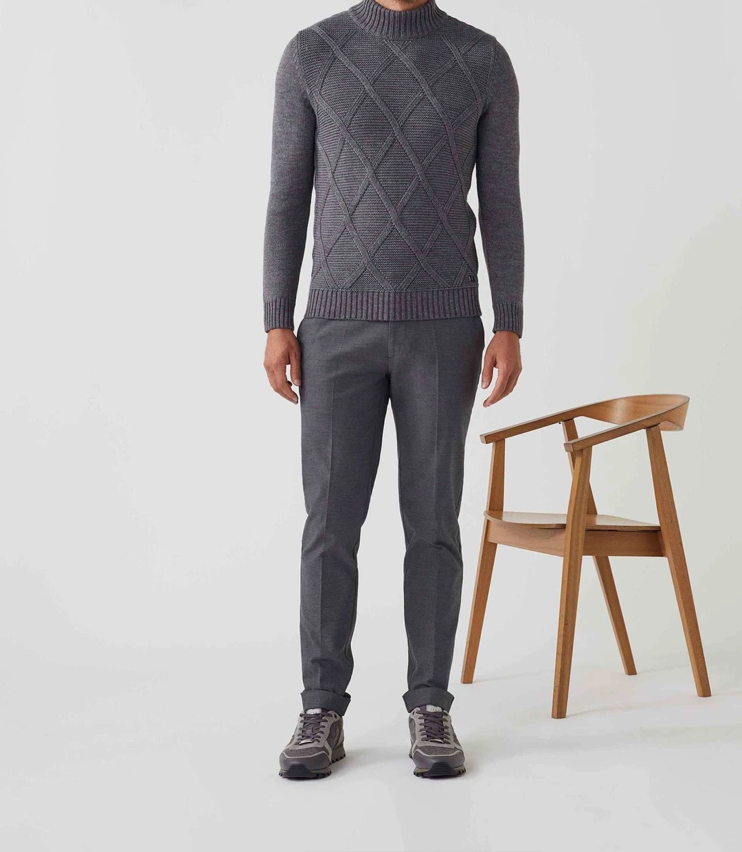 IZAC - Pull col montant laine gris ''Simeo''