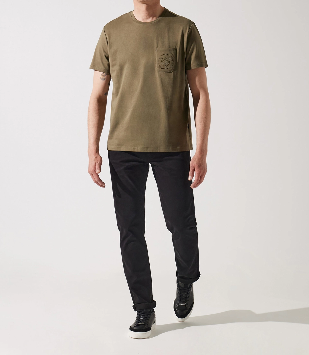 IZAC - T-shirt col rond poche logo kaki GABRIEL