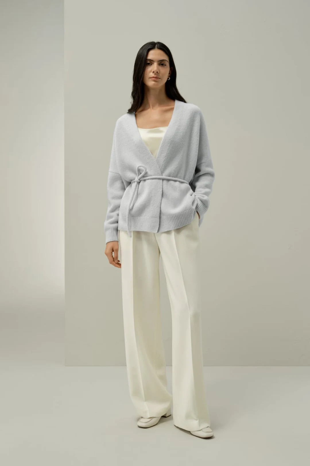 LILYSILK Femme Gilet Kimono en Cachemire et Soie Bouclé Élégant Cardigan Glace L