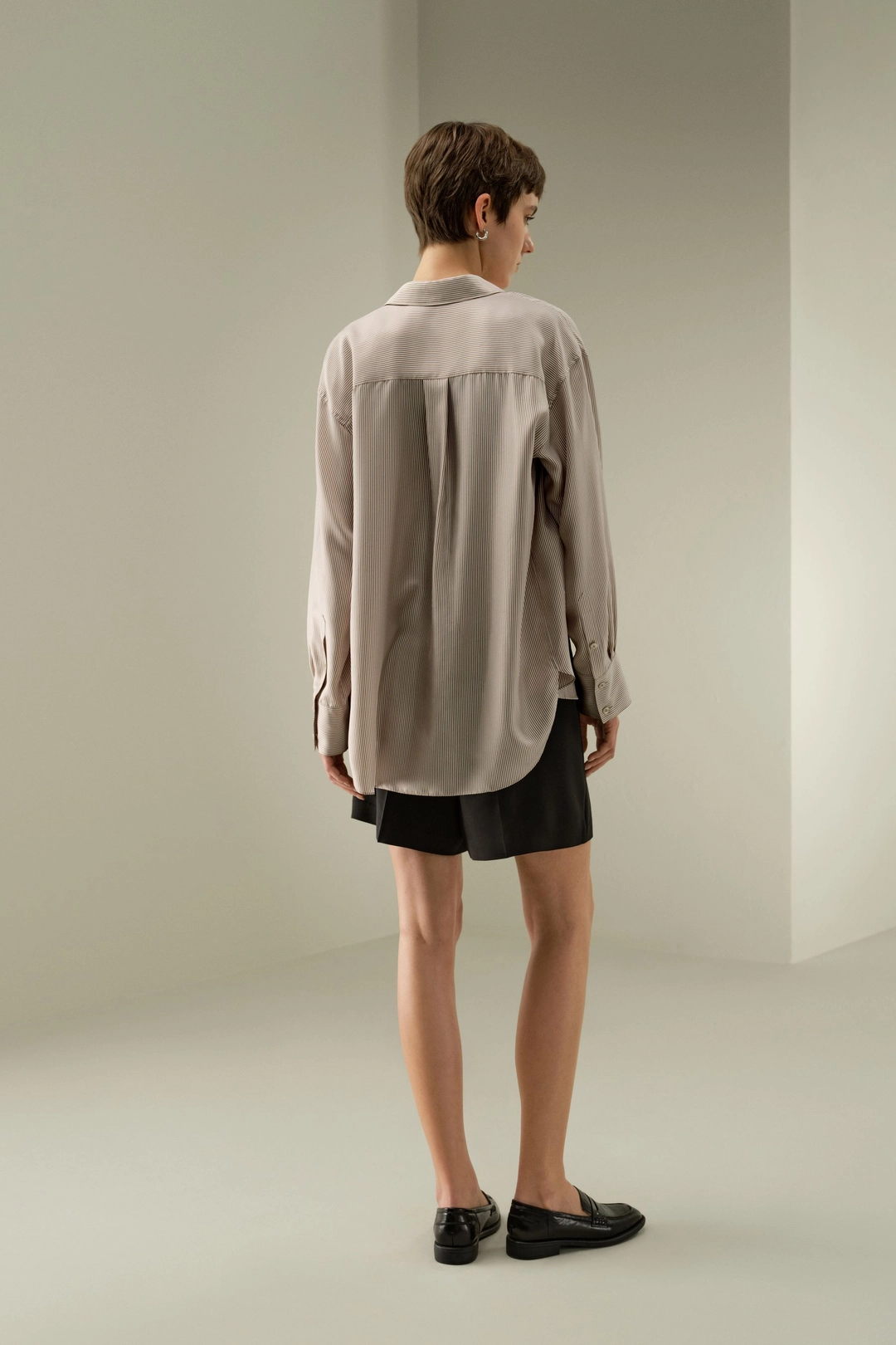 LILYSILK Chemisiers En Soie Rayures Marron 100% Soie De Mûrier Léger Et Résistant Aux Rides Simple Et Classique Marron Rayé Xl