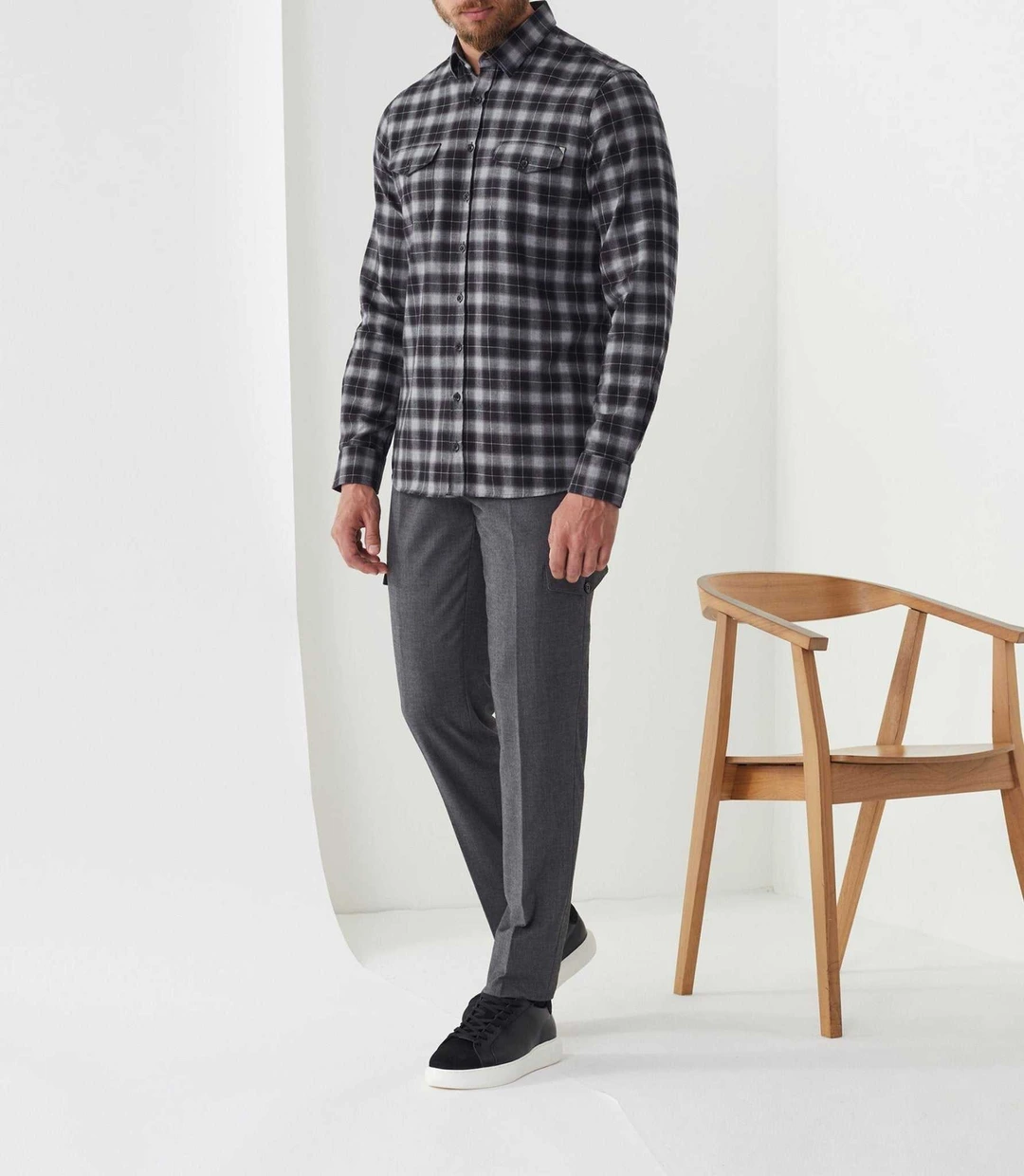 IZAC - Chemise casual à carreaux gris ''Archy''