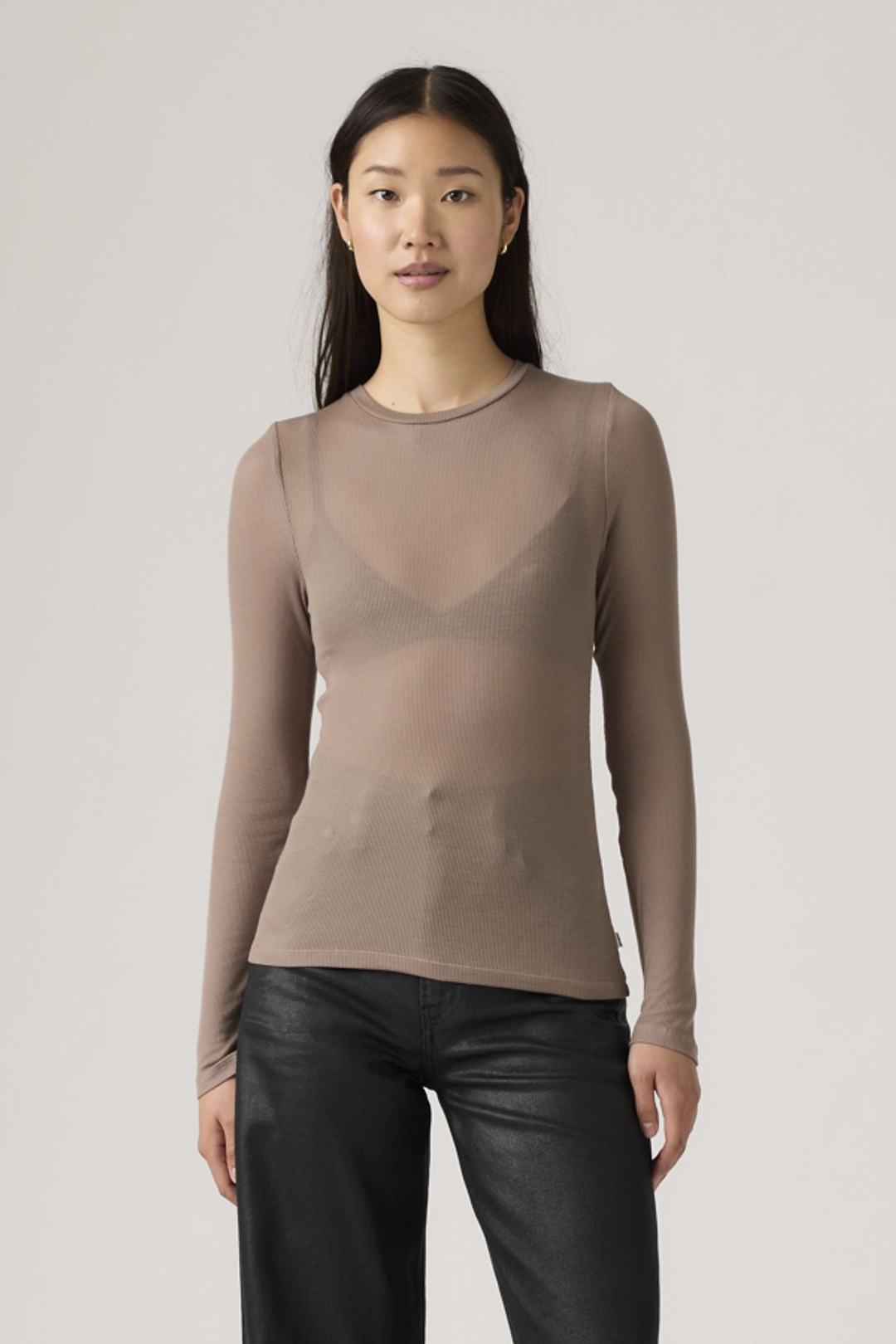 Levi's Haut Manche Longue Sheer Layering - Femme - Marron / Taupe Grey - S