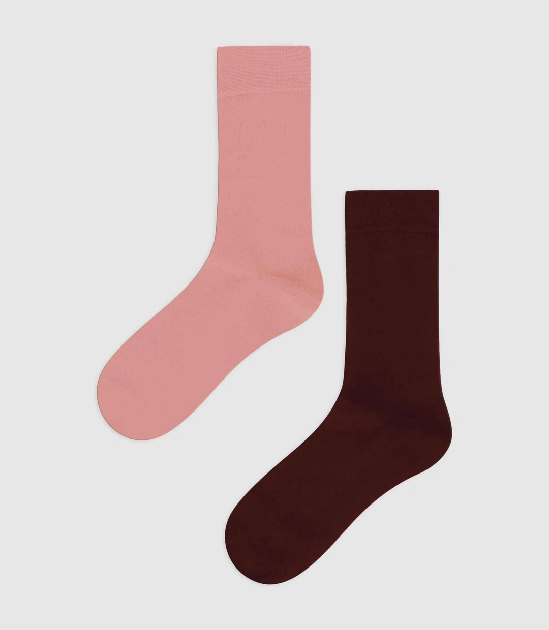 IZAC - Chaussettes de chaussettes uni en coton rose et bordeaux
