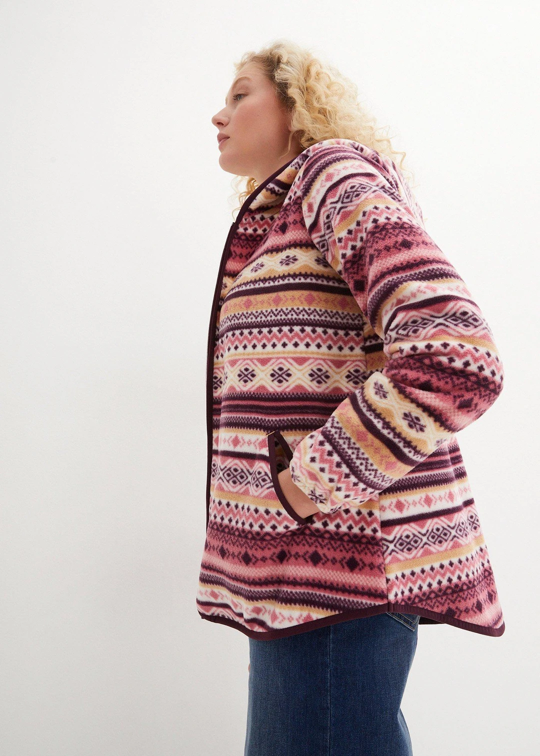 Veste polaire à capuche avec motif norvégien - 3
