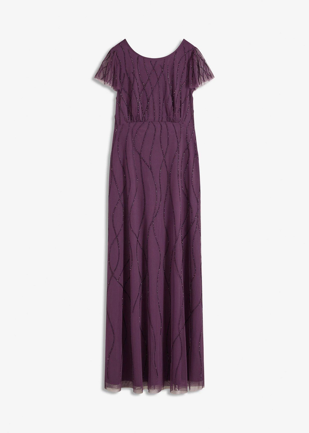 Robe longue en tulle délicat avec perles brodées