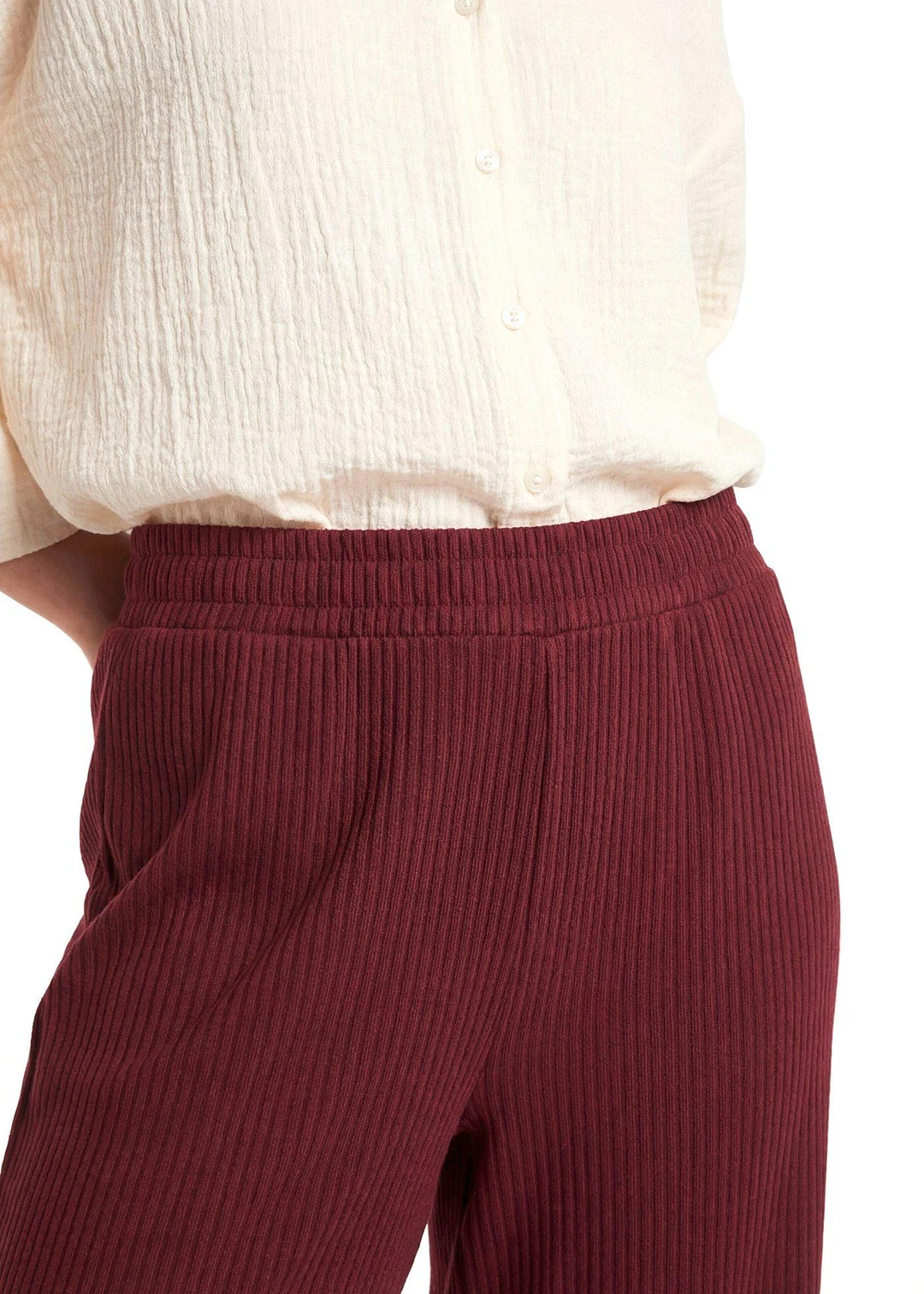 Pantalon en jersey côtelé à taille élastiquée - 3