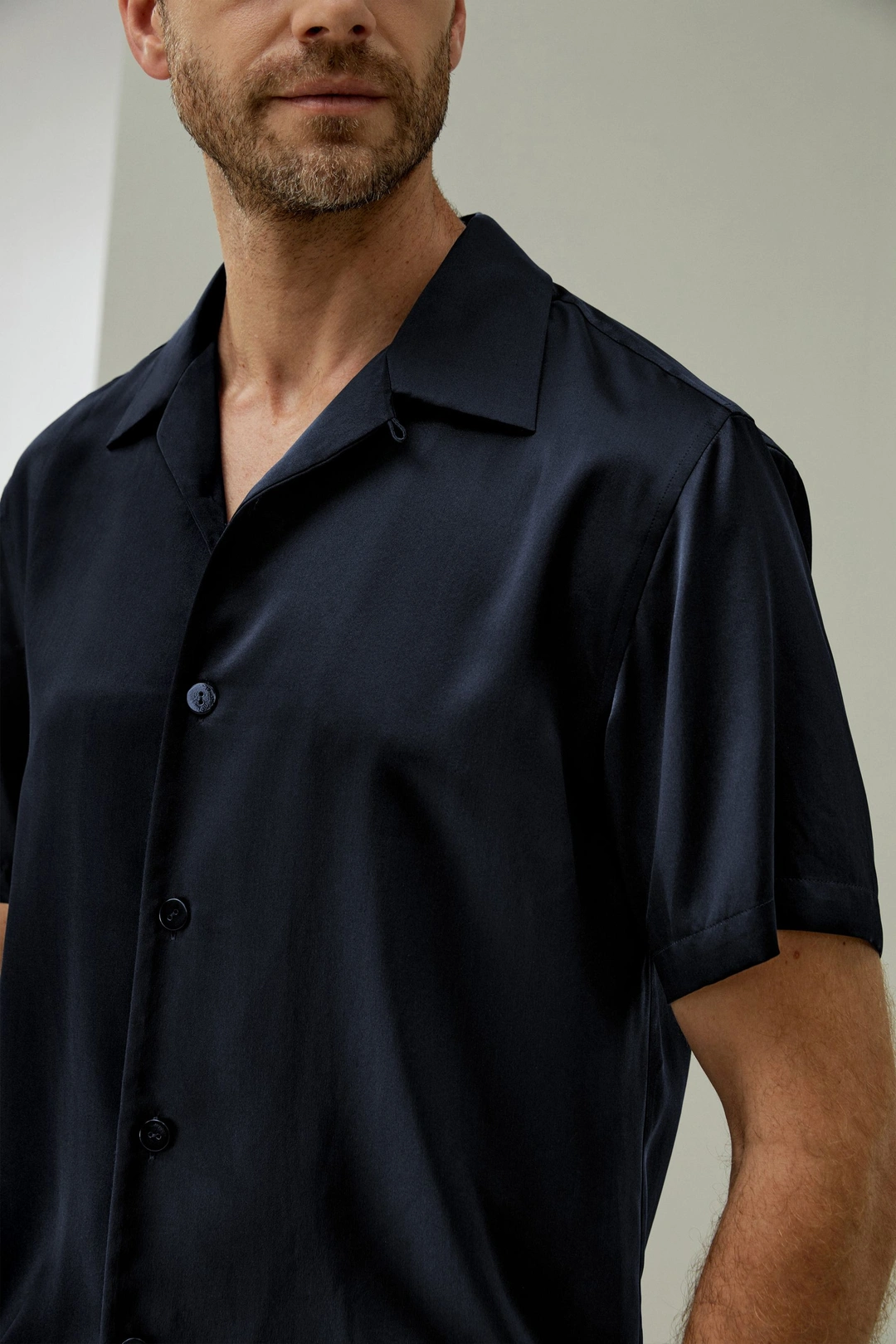 LILYSILK Blouse Soie Homme Luxe Col À Revers 100% Soie De Mûrier Modèle Classique Peut Être Essayé Bleu Minuit Xl