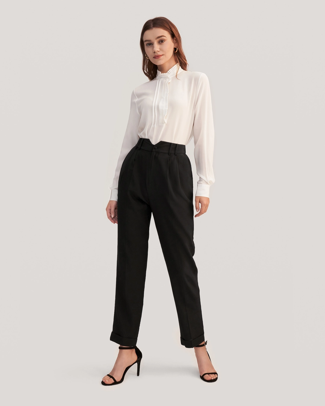 LILYSILK Pantalon Crêpe De Soie Femme Fermeture Boutonnée 18 Momme Crêpe De Chine Soie Régulation De La Température Pantalon Noir 54