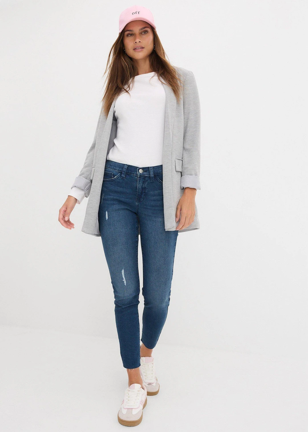Jean skinny, taille mi-haute, court
