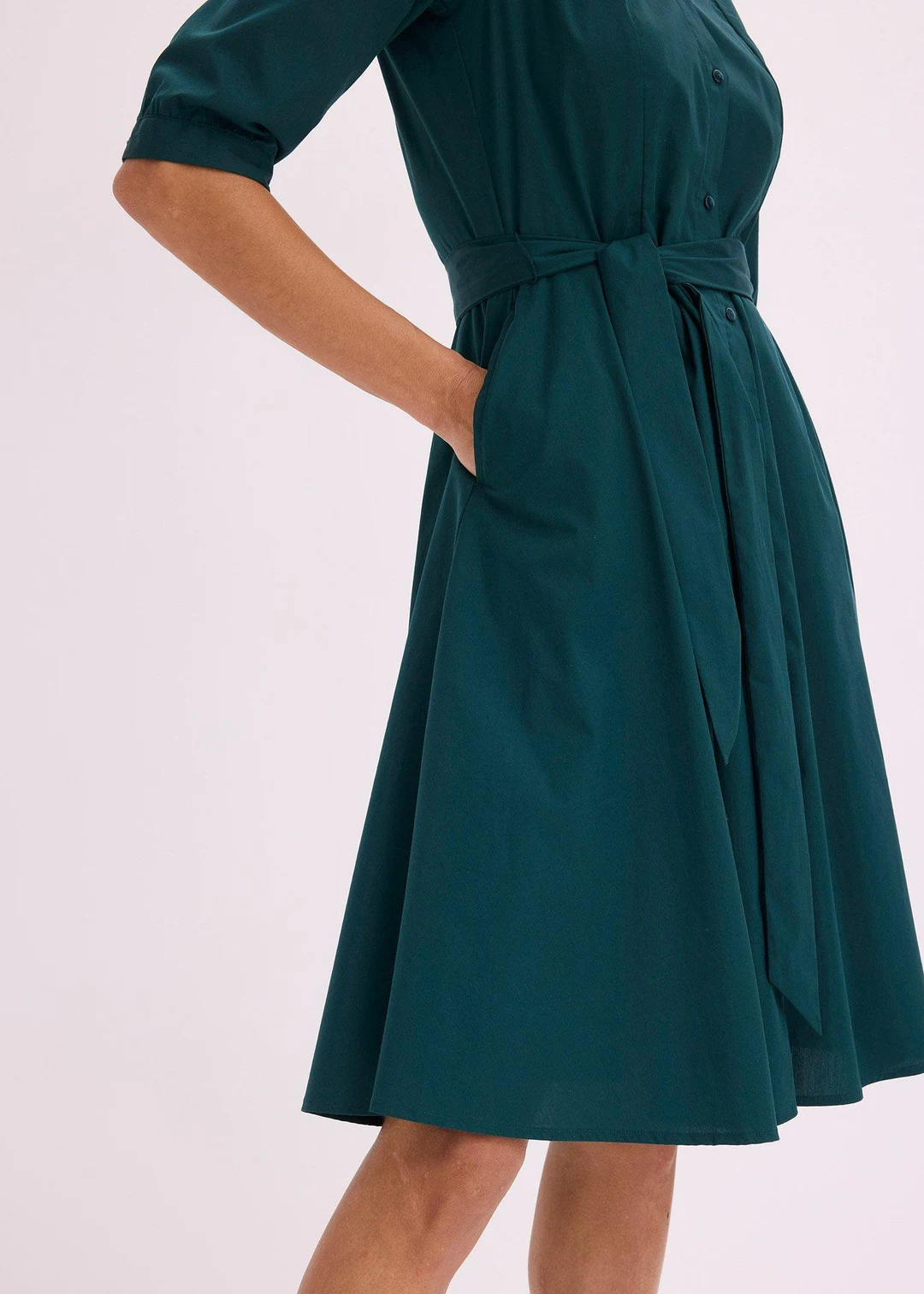 Robe-chemise avec dentelle et lien à nouer - 3
