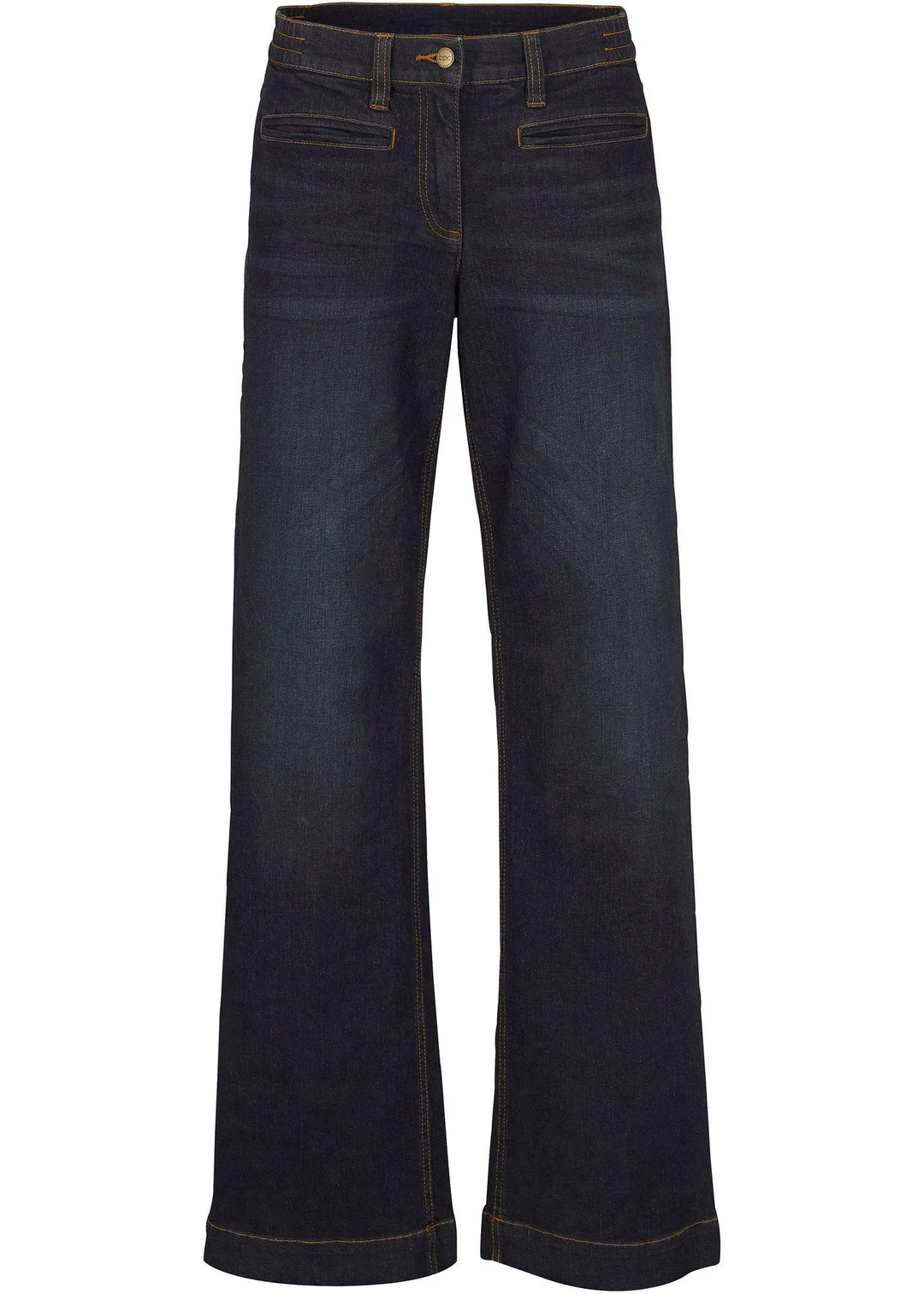 Jean large taille mi-haute élastiquée