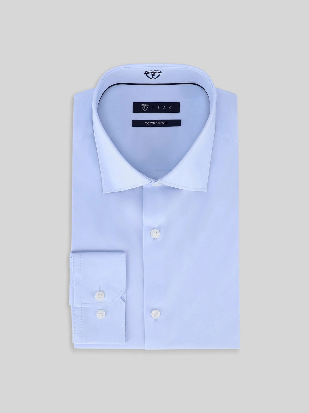 IZAC - Chemise ville satin de coton bleu ciel
