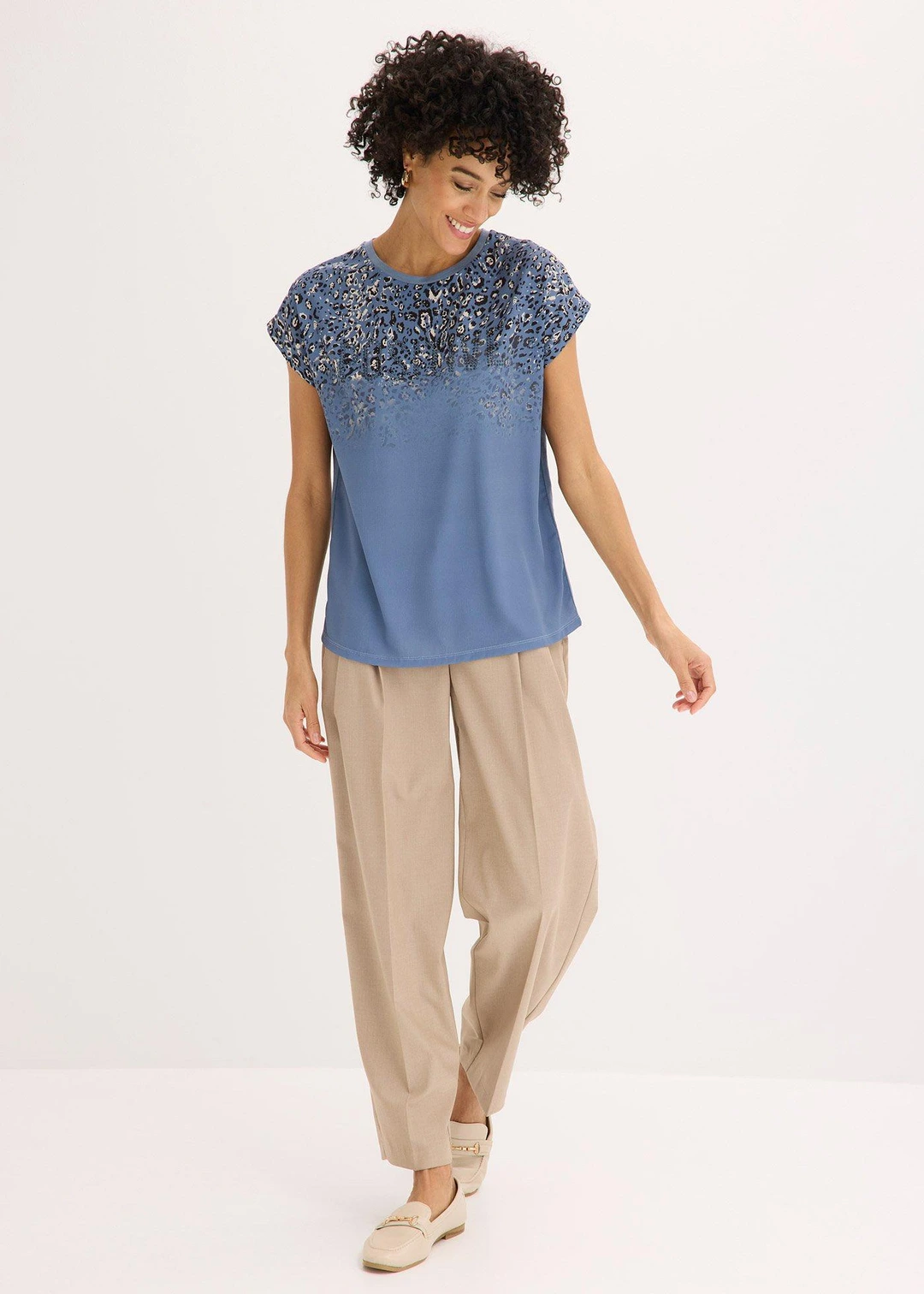 T-shirt à empiècement tissé et strass