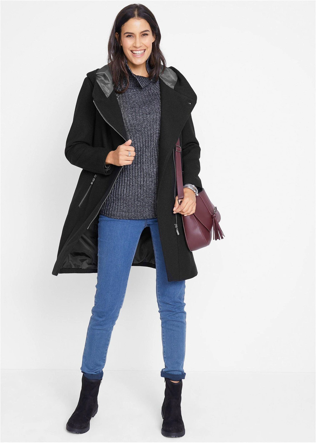 Veste longue avec zip asymétrique - 2