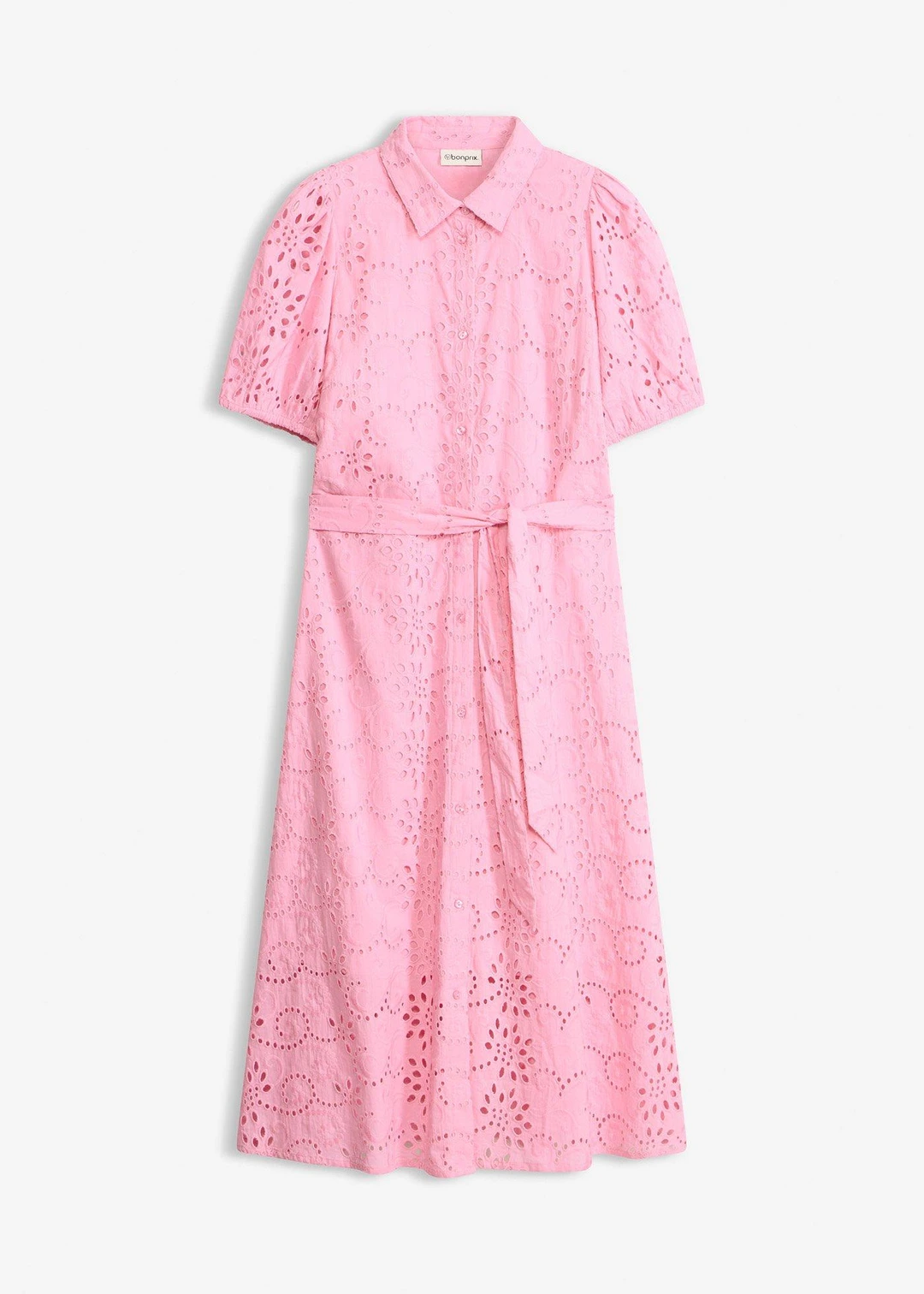 Robe chemise en broderie anglaise, 100% coton