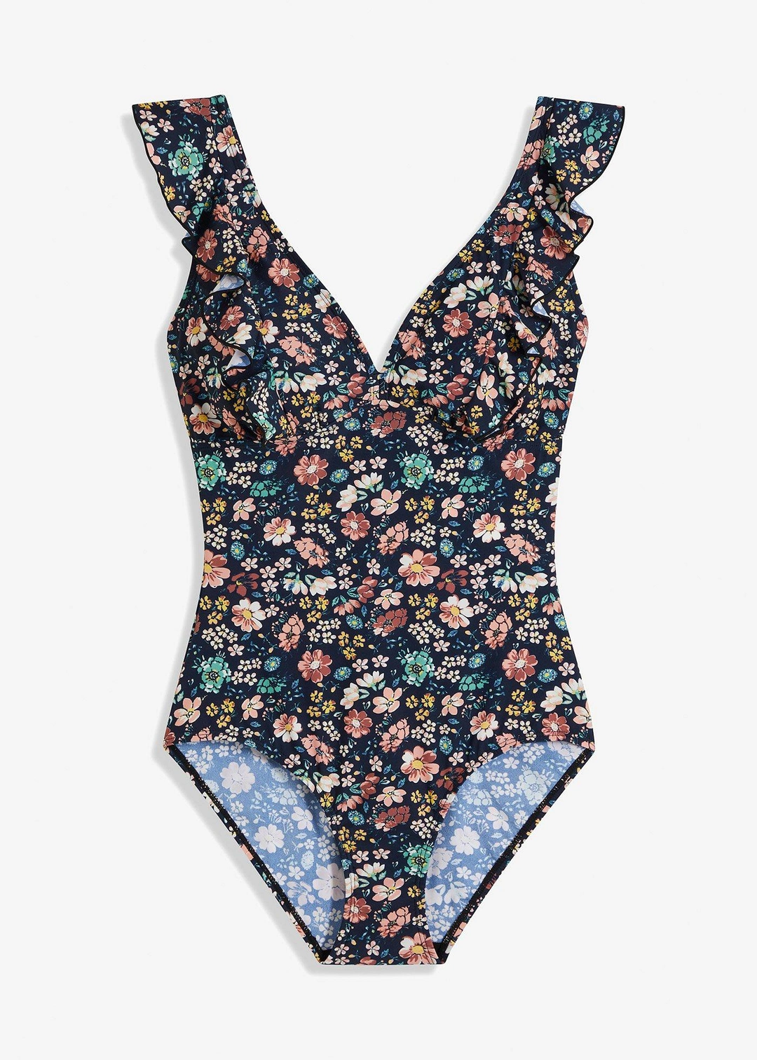 Maillot 1 pièce sculptant à volants, maintien léger