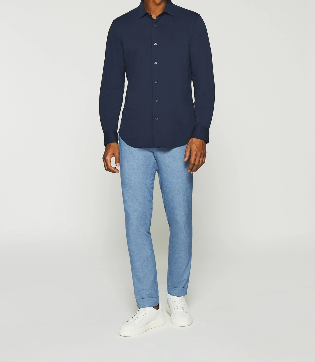 IZAC - Chemise regular en maille piquée marine MELCHIOR