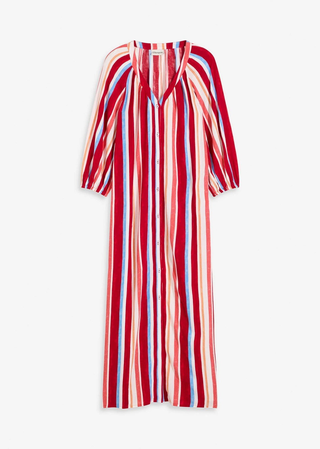 Robe caftan rayée en viscose texturée