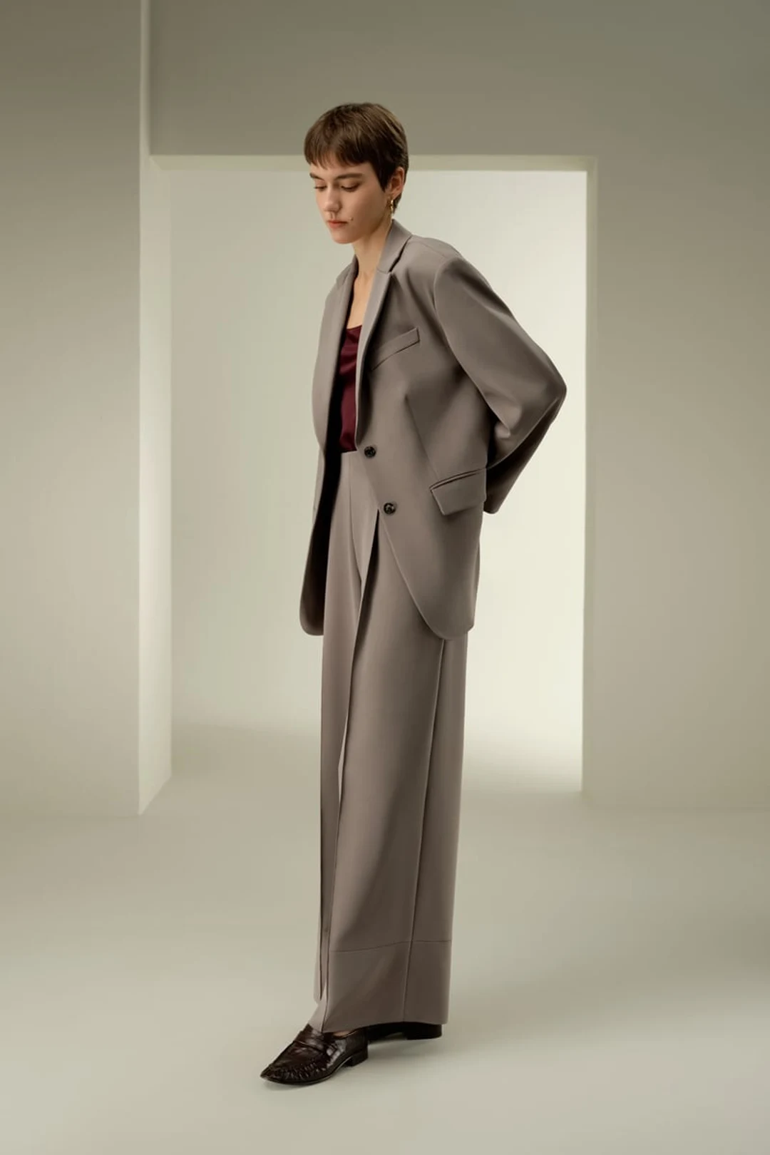 LILYSILK Blazer Oversize Épaules Rembourrées Femme Crêpe Soie Extensible Élégant Décontracté Feuille de Thé XL