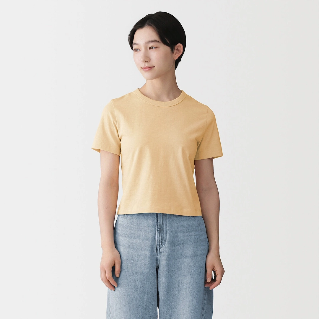 T-shirt court en jersey slub bio pour femme