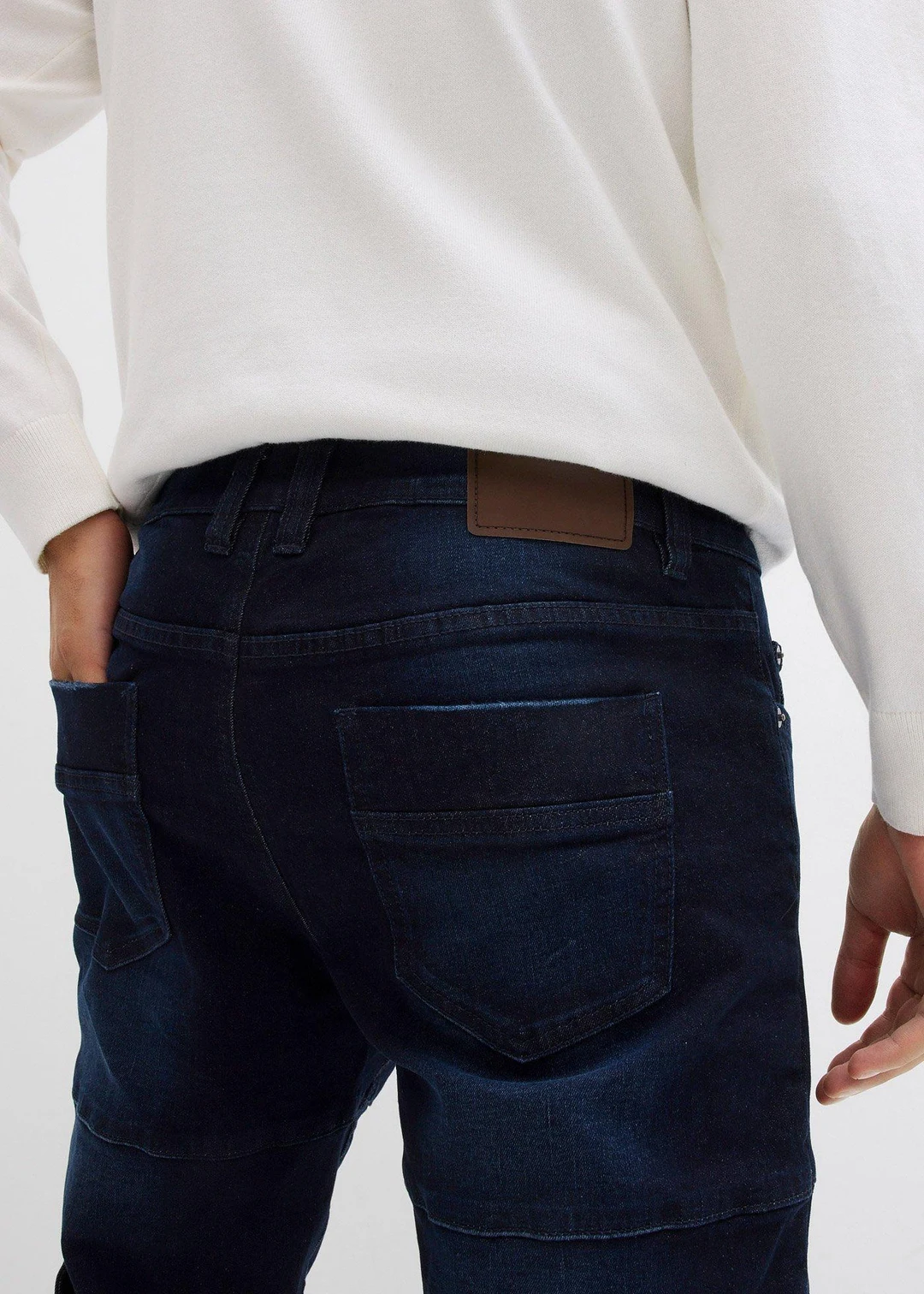 Jean slim extensible poches cargo, droit - 3