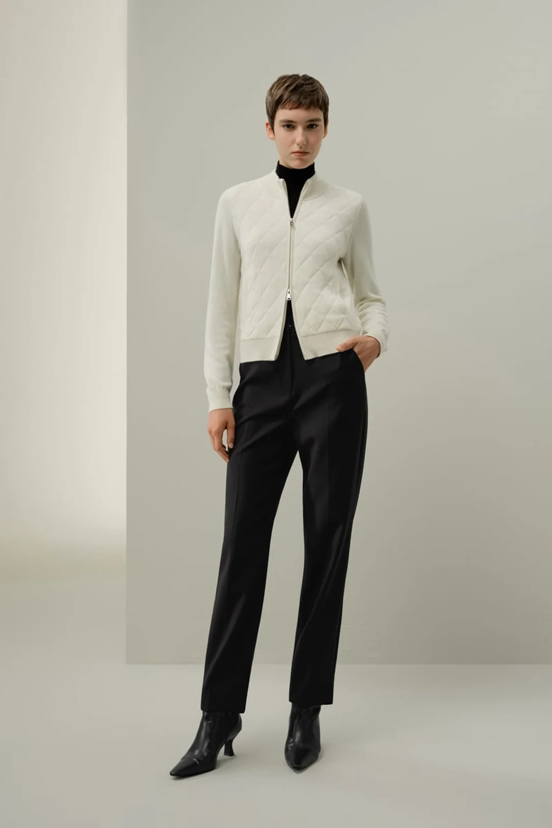 LILYSILK Veste Thermique Femme en Cachemire Matelassé Chaude & Légère Blanc Naturel M