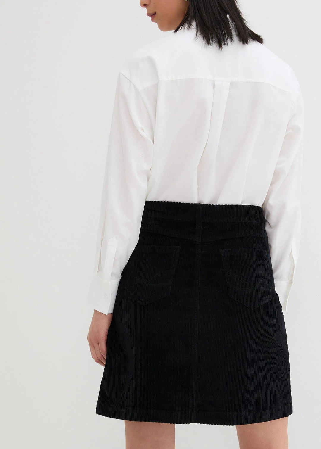 Jupe boutonnée en velours côtelé extensible - 3