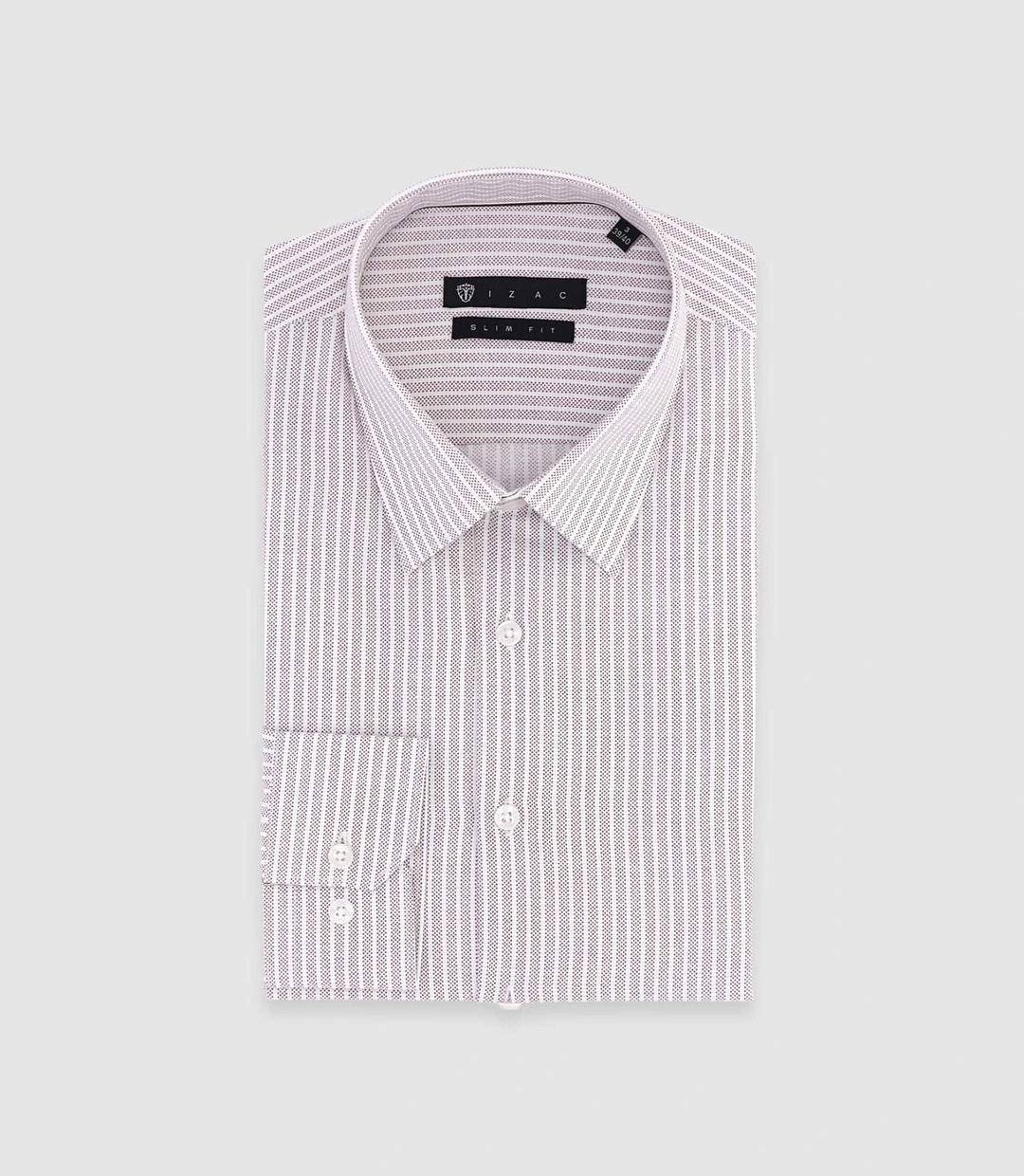 IZAC - Chemise slim à rayures bordeaux PALY
