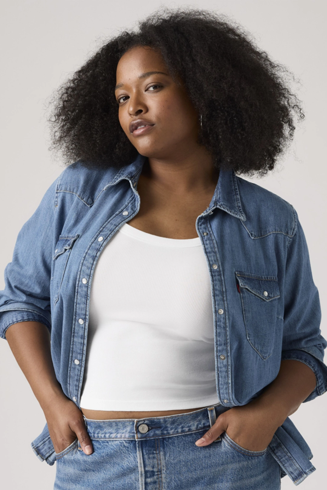 Levi's Chemise Western Essential (grandes Tailles) - Femme - Bleu / Mighty Fine - 4X
