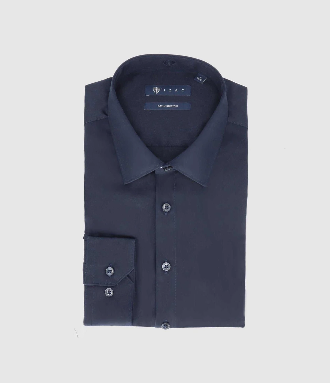 IZAC - Chemise en satin stretch marine STRETCHBS