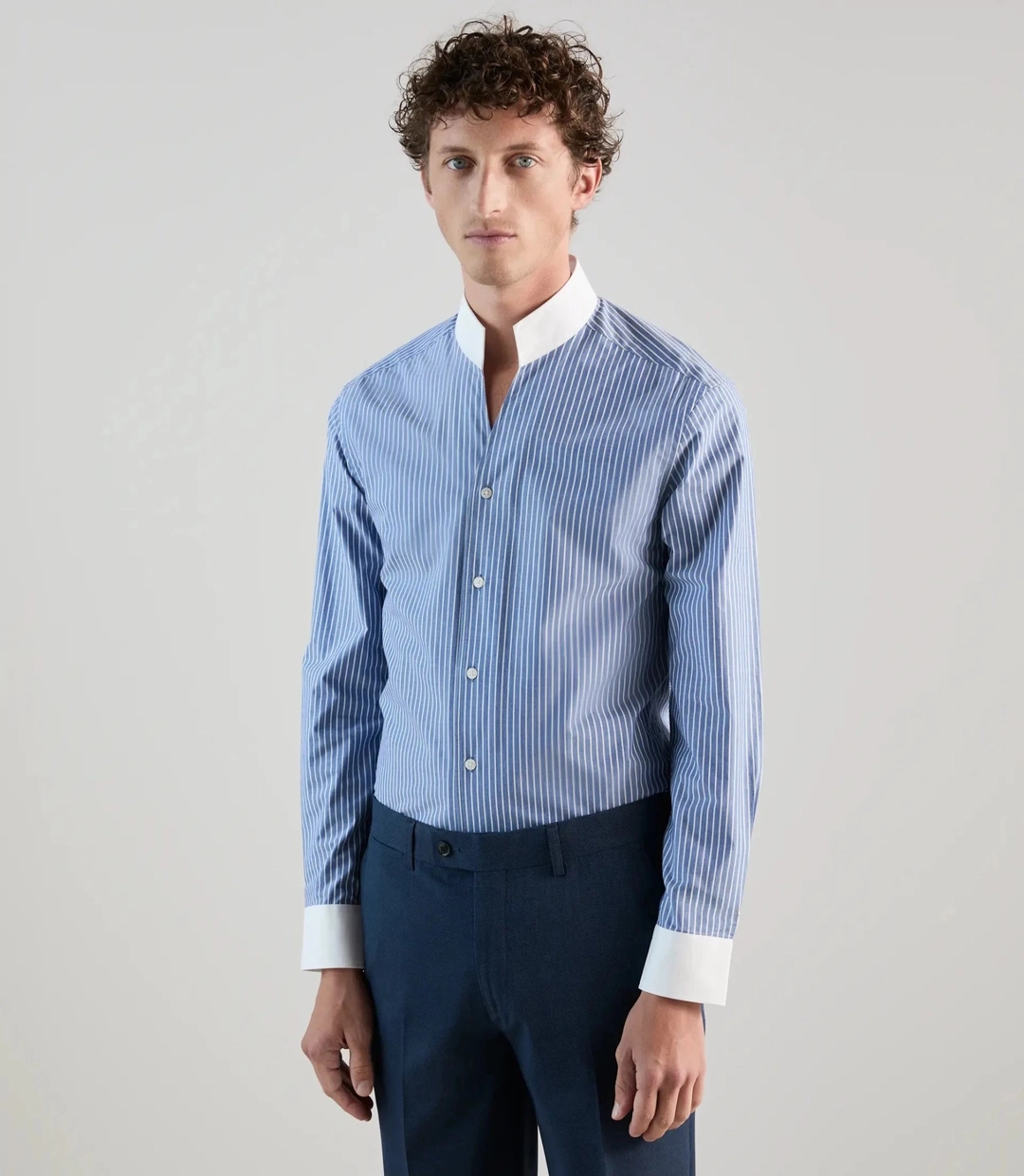 IZAC - Chemise col philosophe bleue