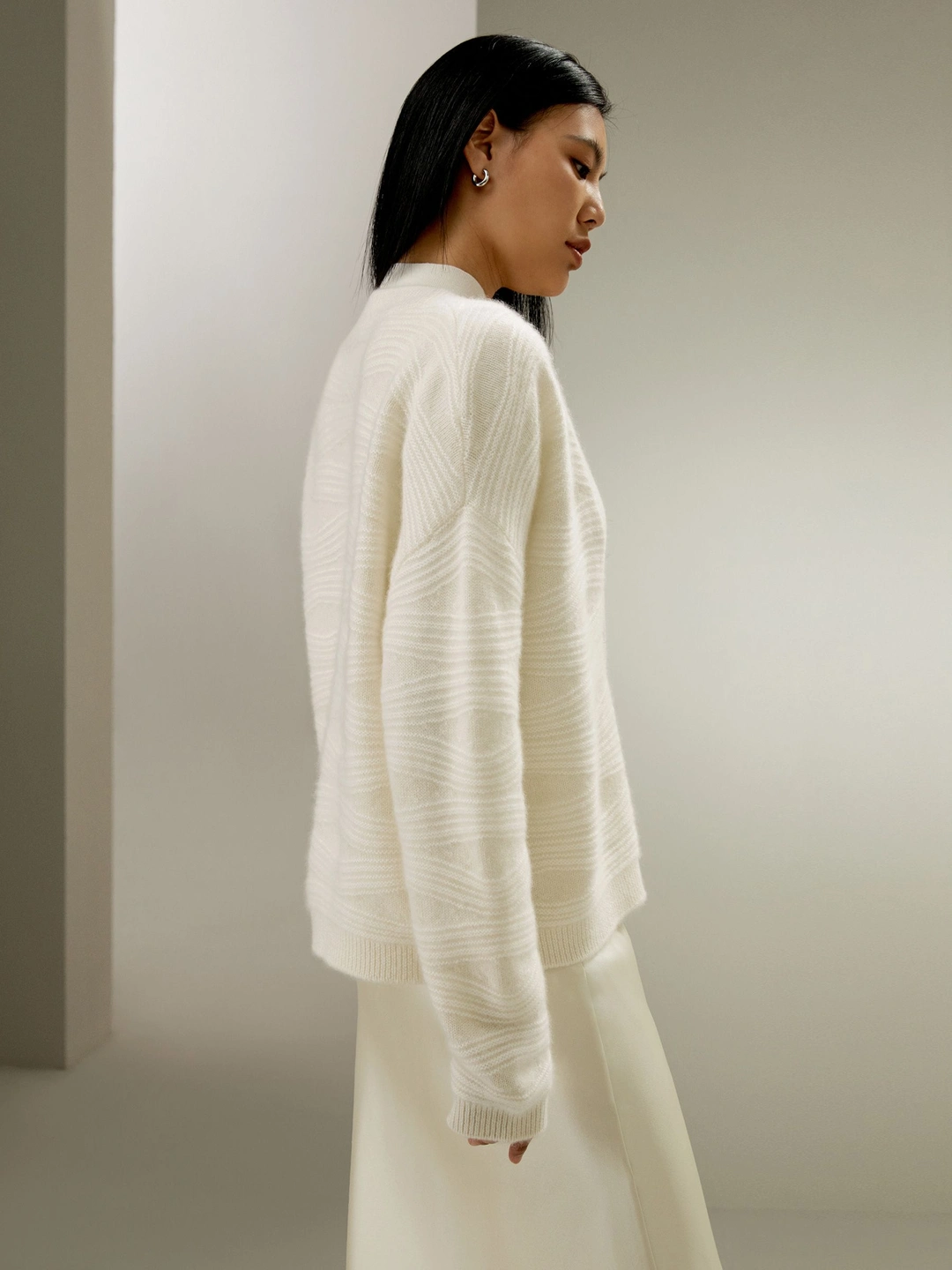 LILYSILK Cardigan À Épaules Tombantes Élégance Sans Effort Cachemire De Première Qualité Doux Pour La Peau Et Respirant Facile À Assortir Blanc Xl