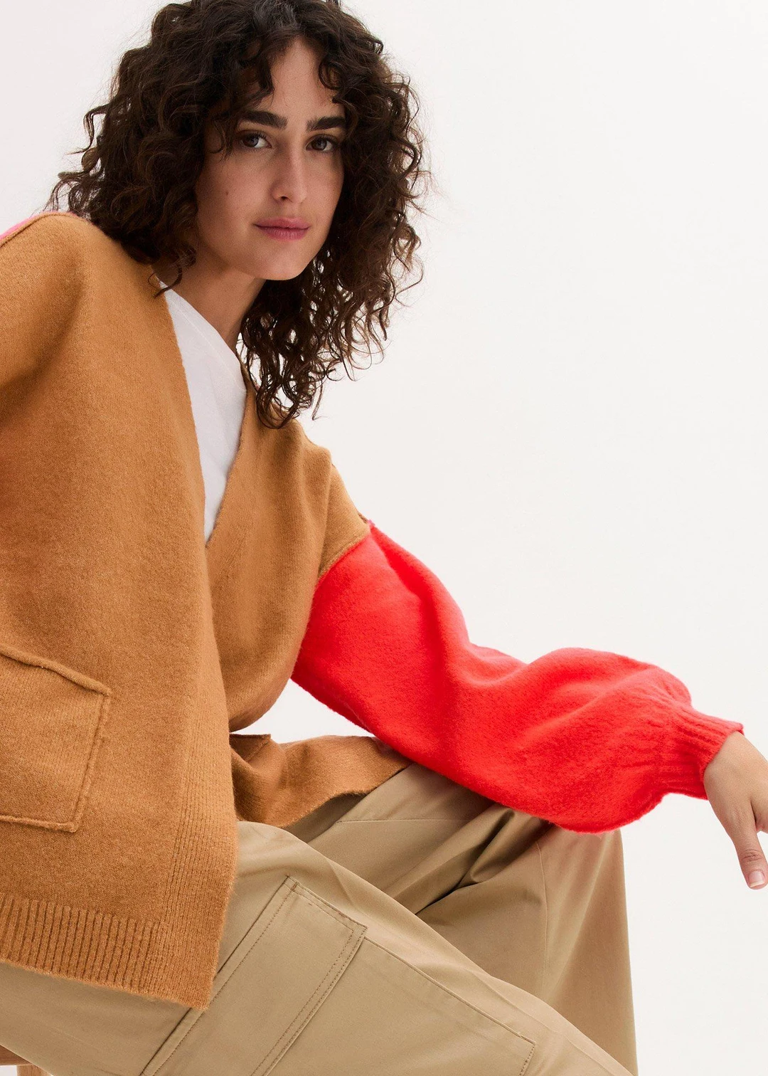 Gilet en maille oversize, motif color block