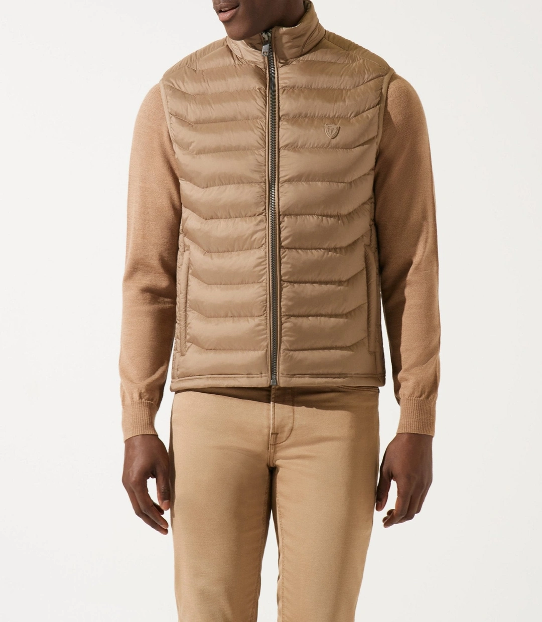 IZAC - Doudoune sans manche à col montant beige MIDORIBT