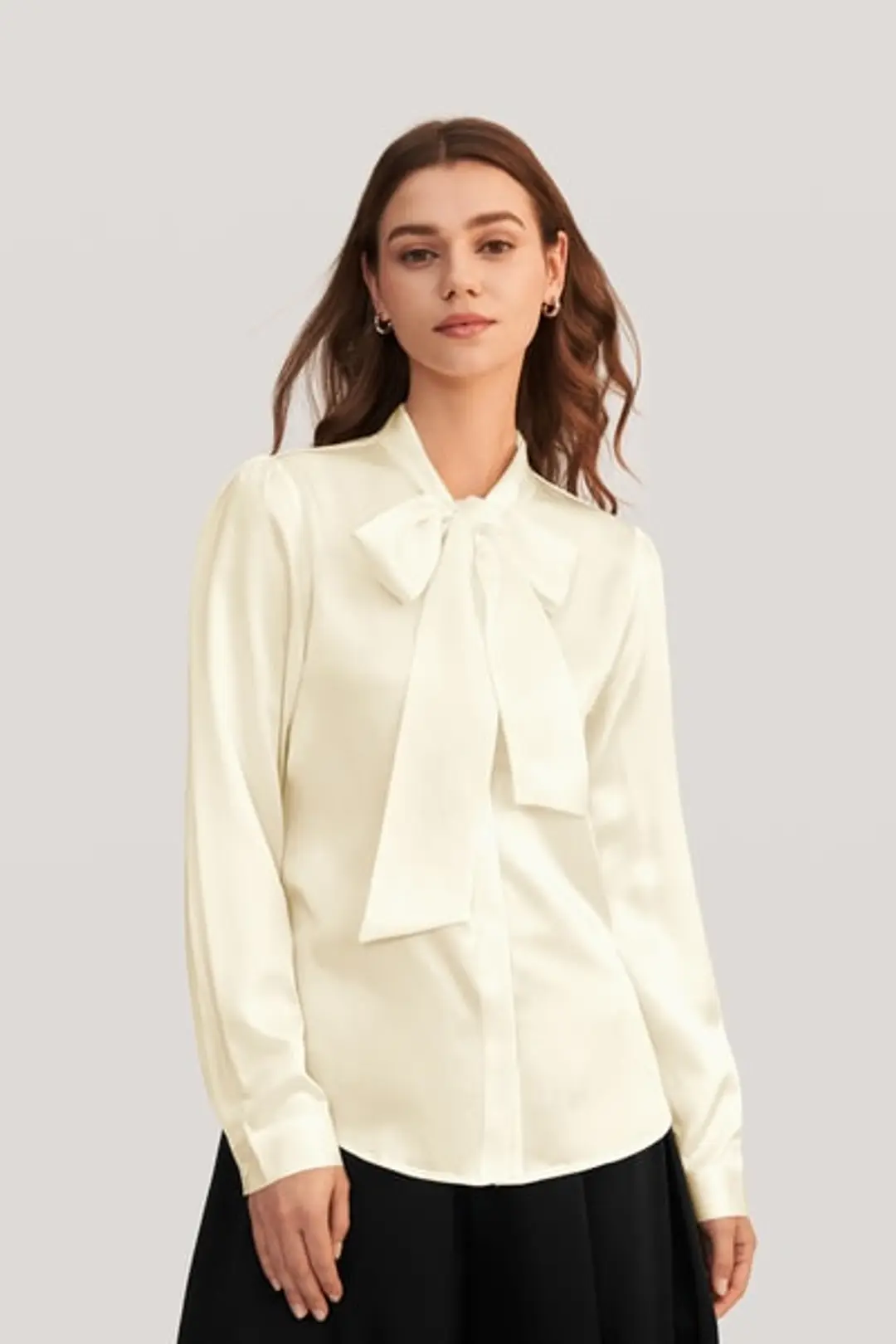 LILYSILK Blouse En Soie Avec Nœud Papillon Soie De Haute Qualité Sophistiqué Et Élégant Une Élégance Intemporelle Bleu Vapeur Xs