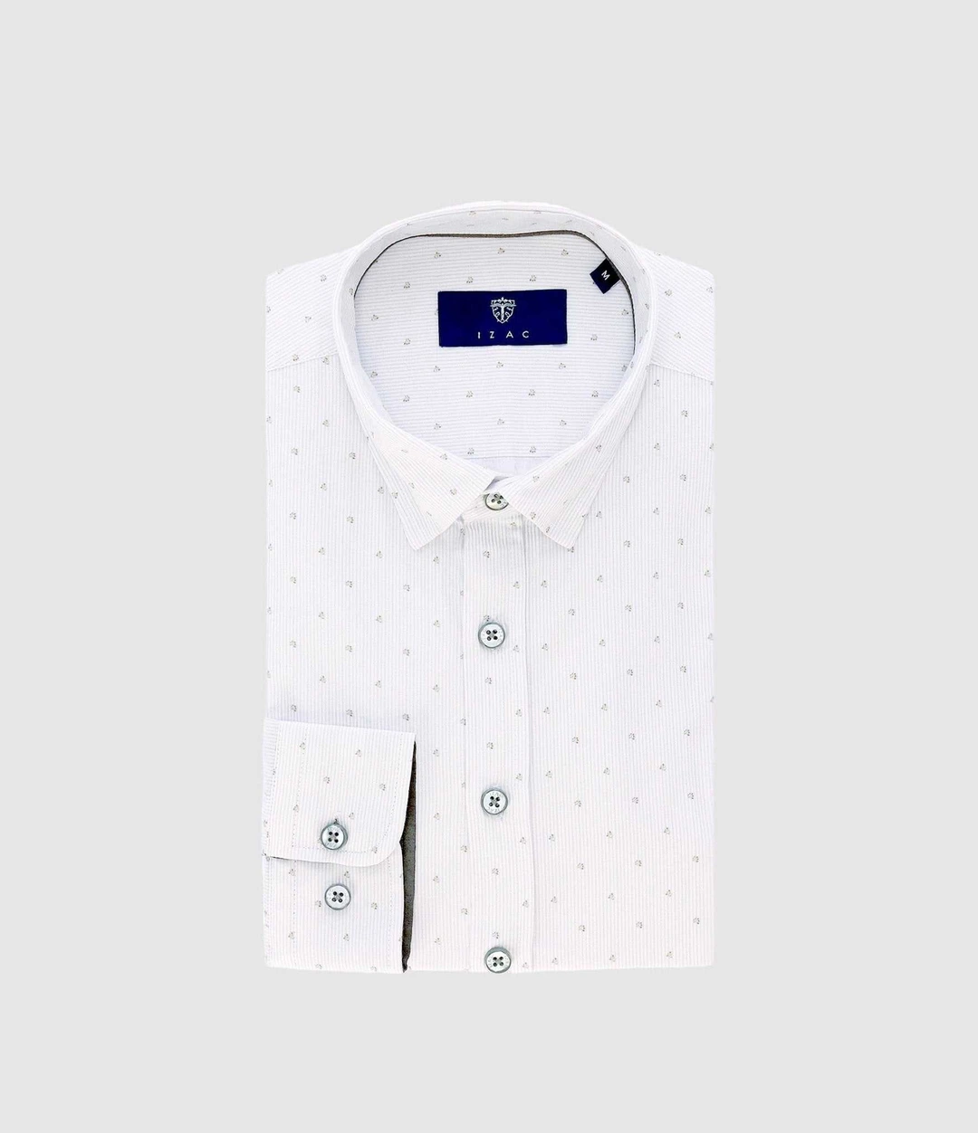 IZAC - Chemise droite imprimée à coudières blanche et kaki JORGE